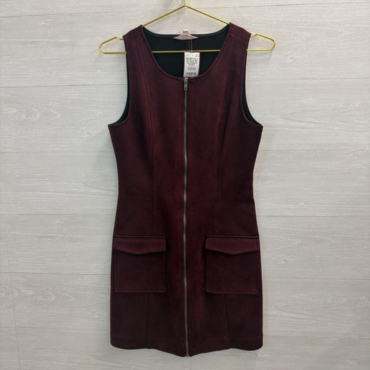Plum Faux Seude Zip-Front Dress 4