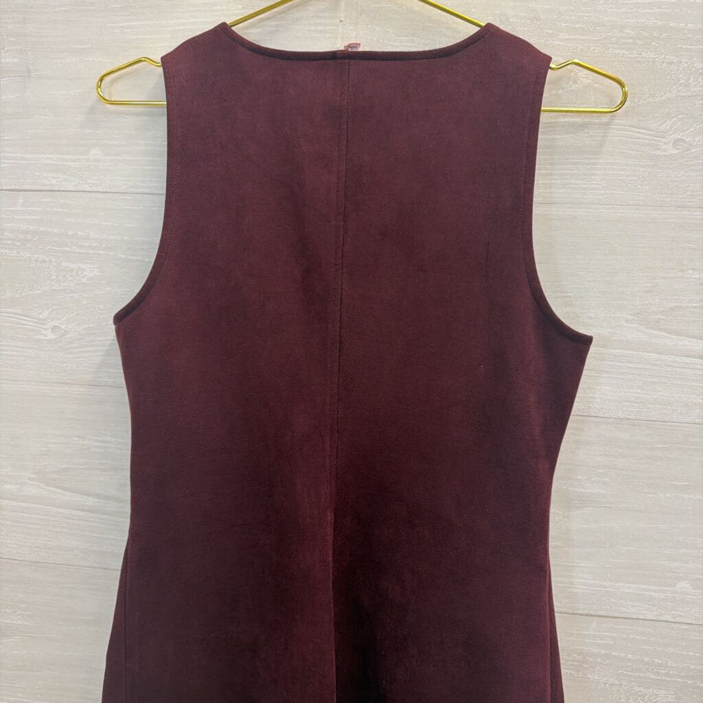 Plum Faux Seude Zip-Front Dress 4
