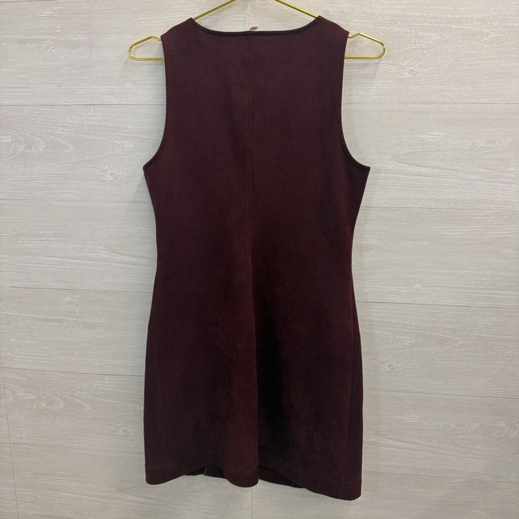 Plum Faux Seude Zip-Front Dress 4