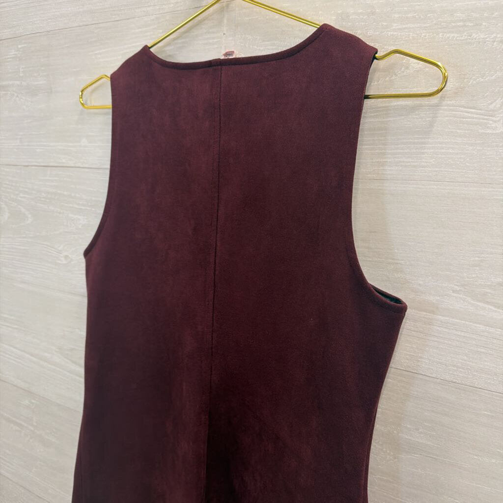 Plum Faux Seude Zip-Front Dress 4