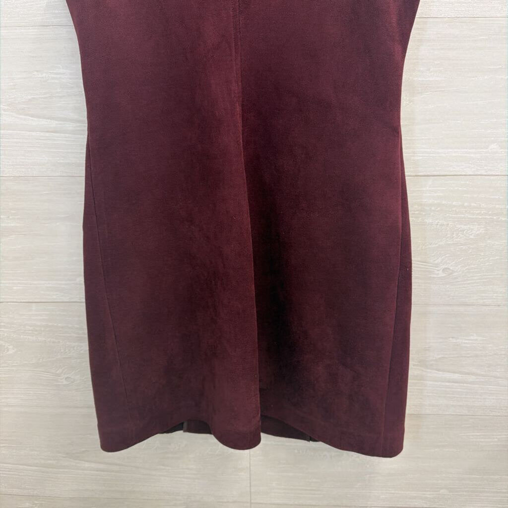 Plum Faux Seude Zip-Front Dress 4