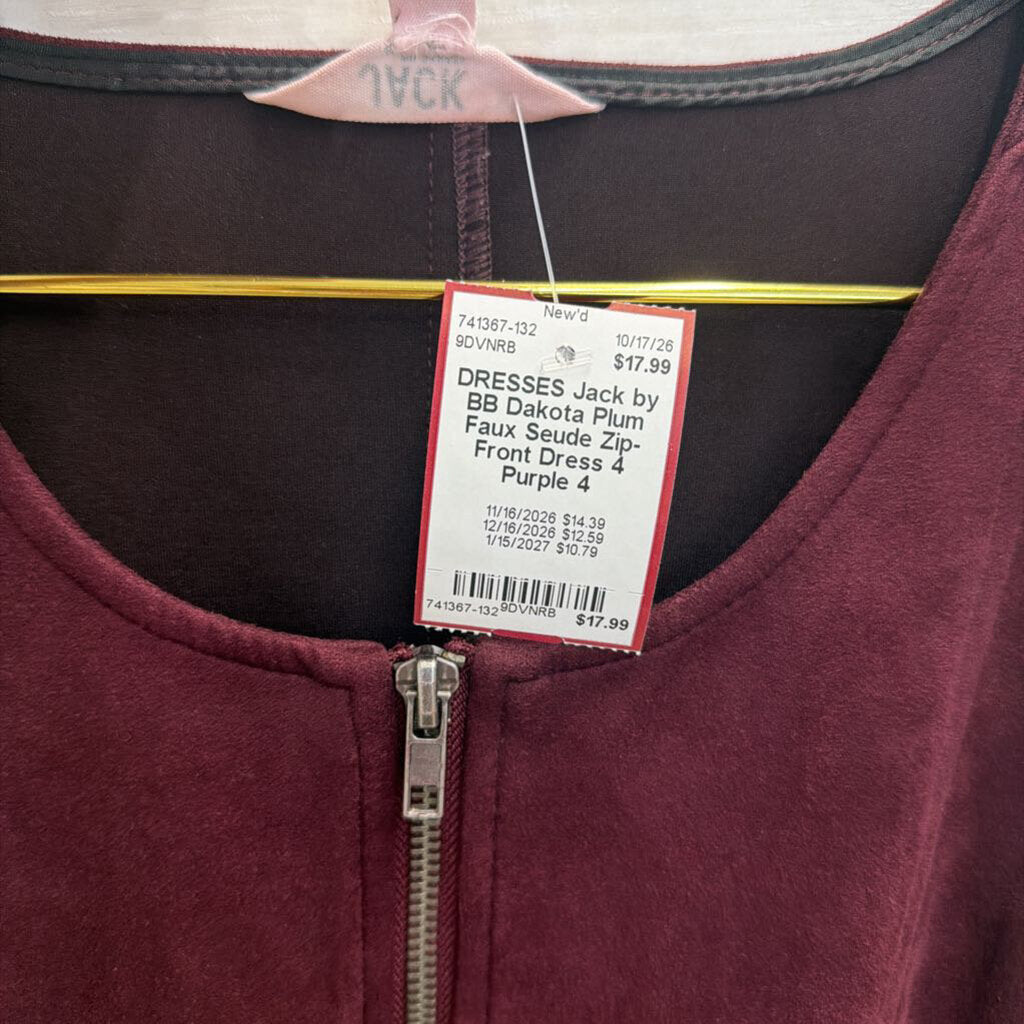 Plum Faux Seude Zip-Front Dress 4