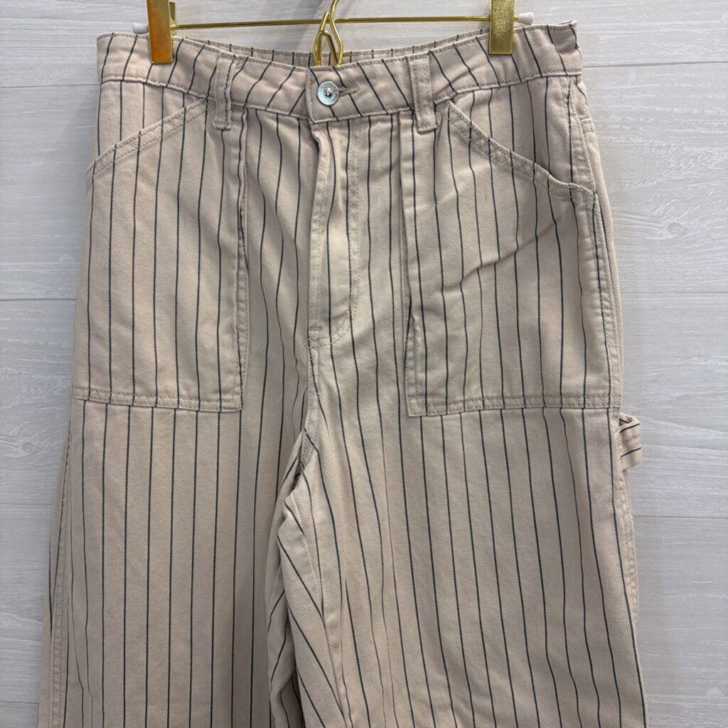 Cream/Black Pinstripe Baggy Pants 8