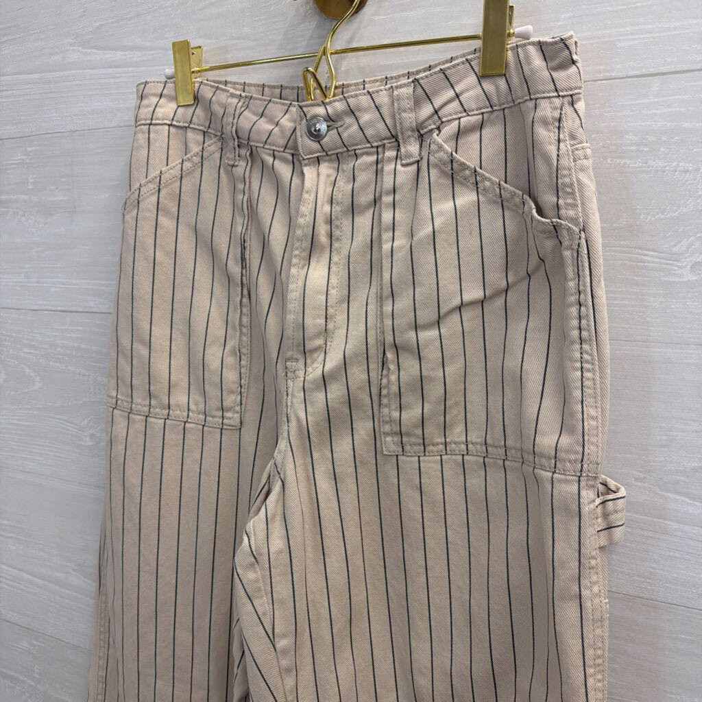 Cream/Black Pinstripe Baggy Pants 8