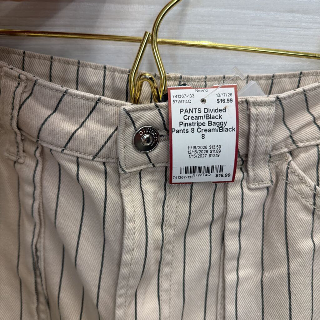 Cream/Black Pinstripe Baggy Pants 8