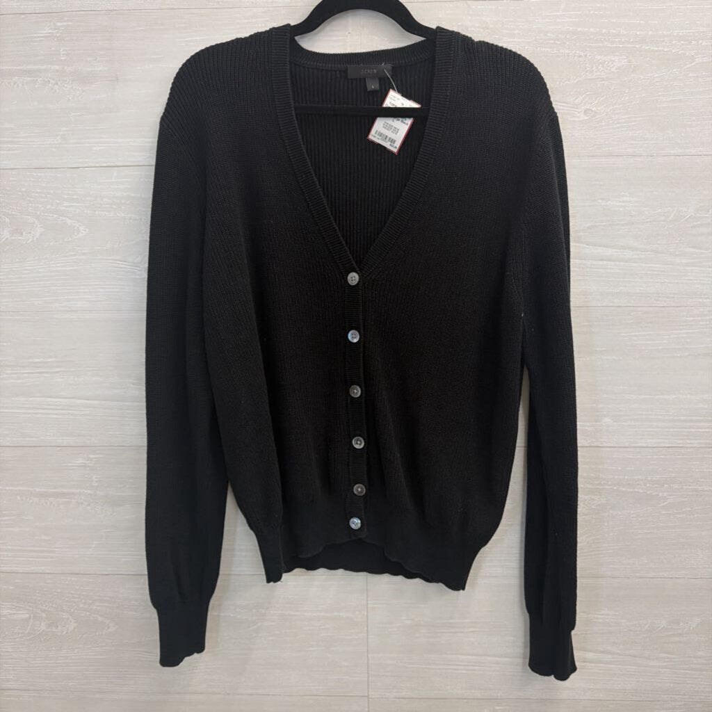 J Crew Black Button Cardigan 100% Cotton Large
