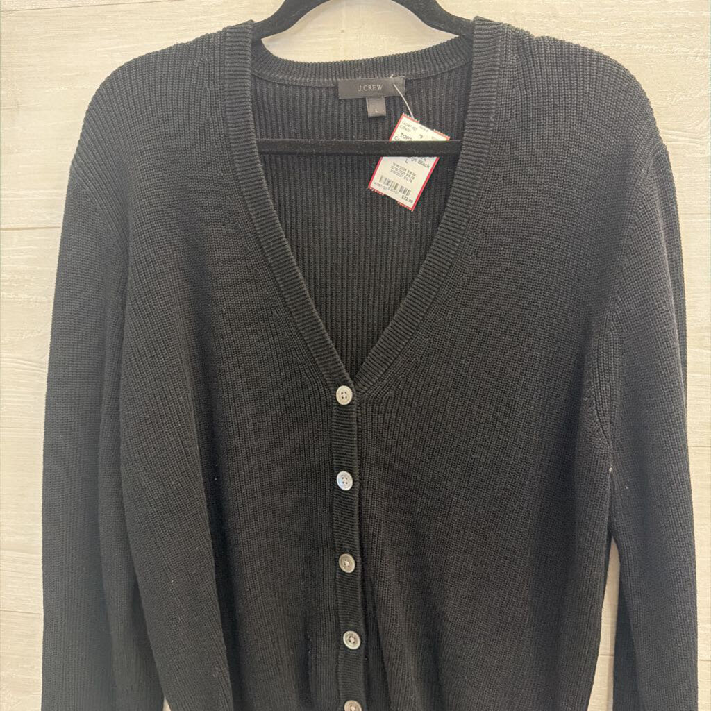 J Crew Black Button Cardigan 100% Cotton Large