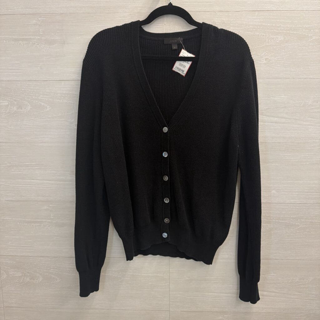 J Crew Black Button Cardigan 100% Cotton Large