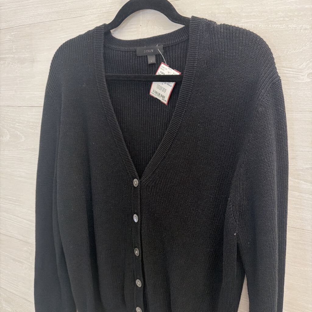 J Crew Black Button Cardigan 100% Cotton Large