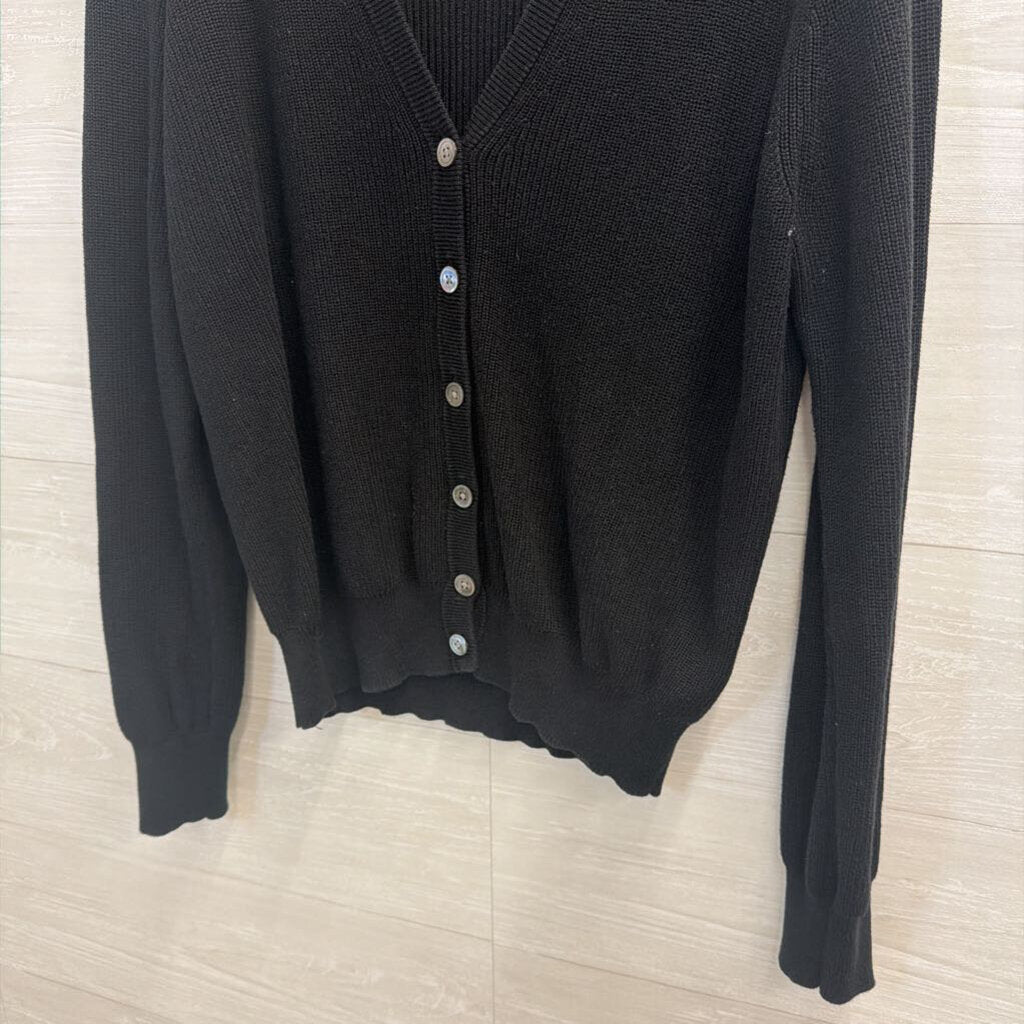 J Crew Black Button Cardigan 100% Cotton Large