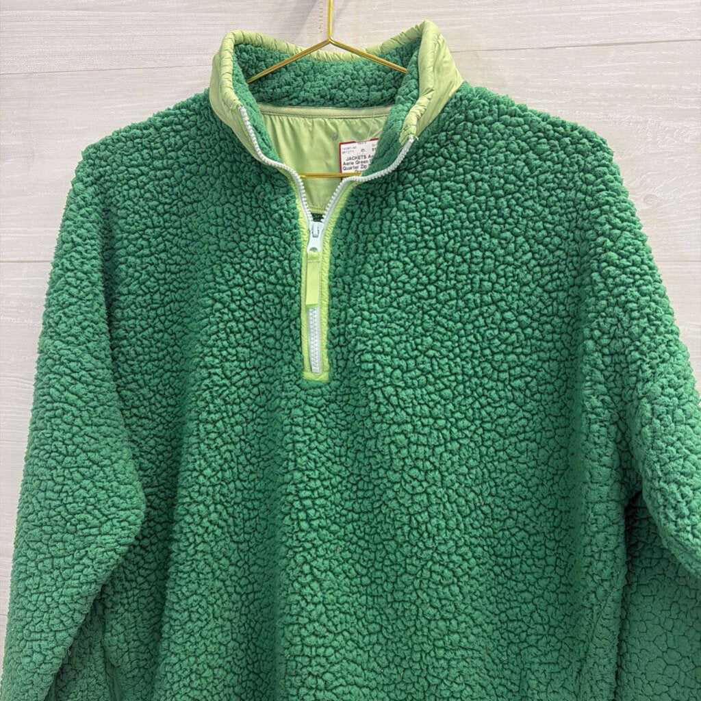 Aerie Green Fleece Quarter Zip Medium