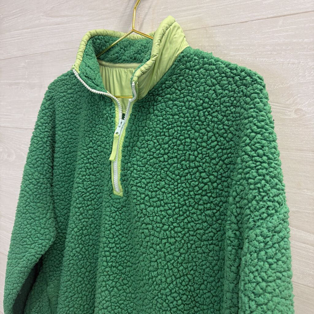 Aerie Green Fleece Quarter Zip Medium