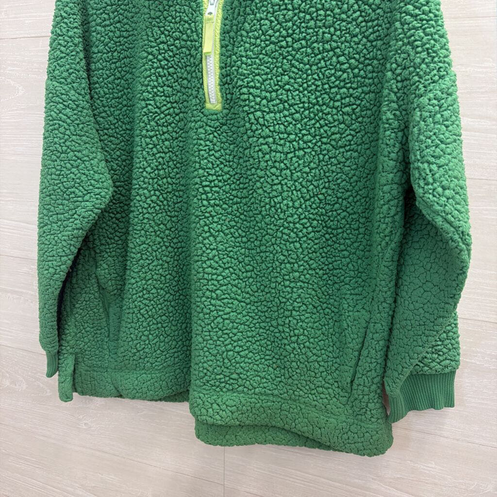 Aerie Green Fleece Quarter Zip Medium