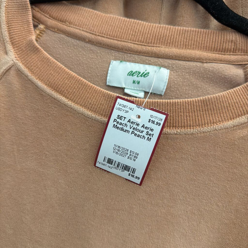 Aerie Peach Velour Set Medium