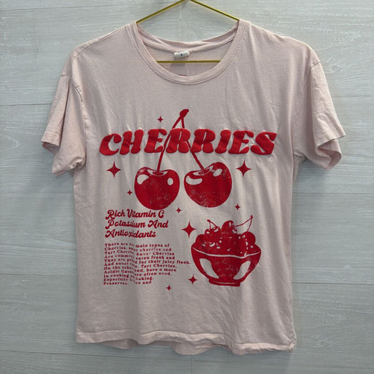 "Cherries" Graphic Pink Tee Small