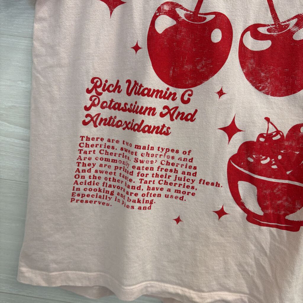 "Cherries" Graphic Pink Tee Small