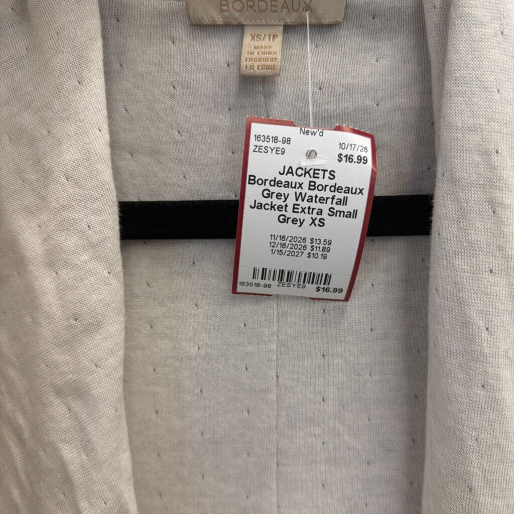 Bordeaux Grey Waterfall Jacket Extra Small