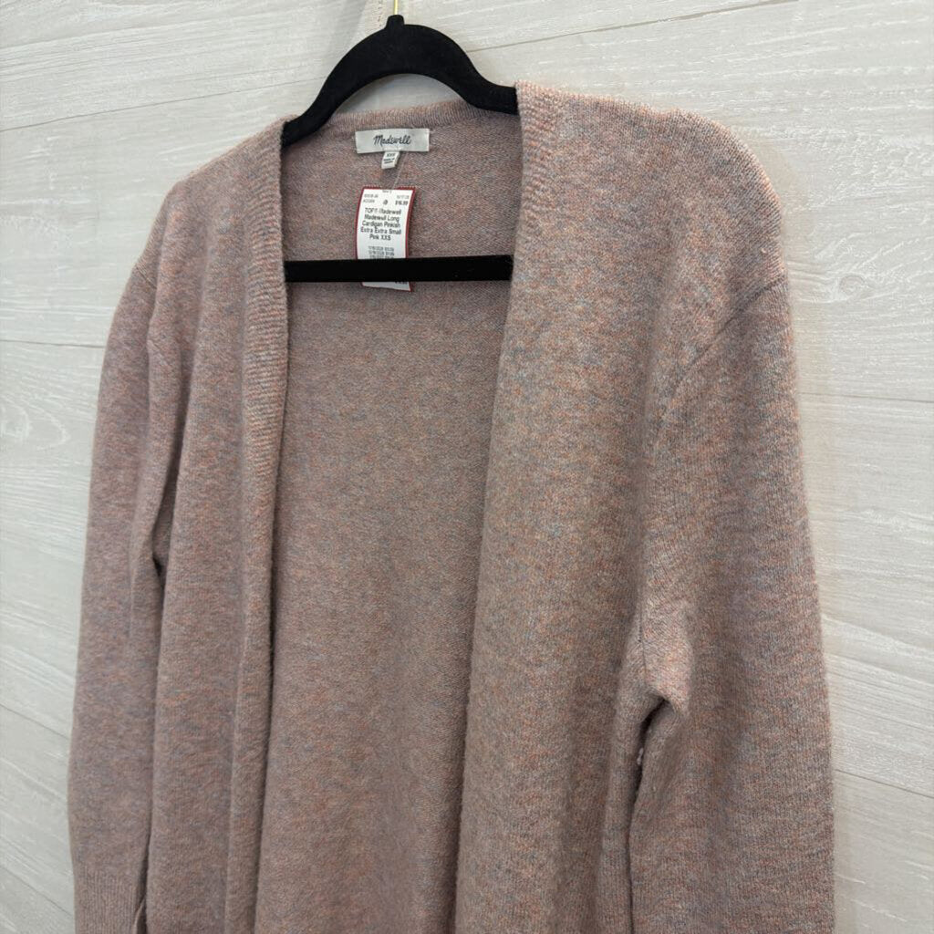 Madewell Long Cardigan Pinkish Extra Extra Small