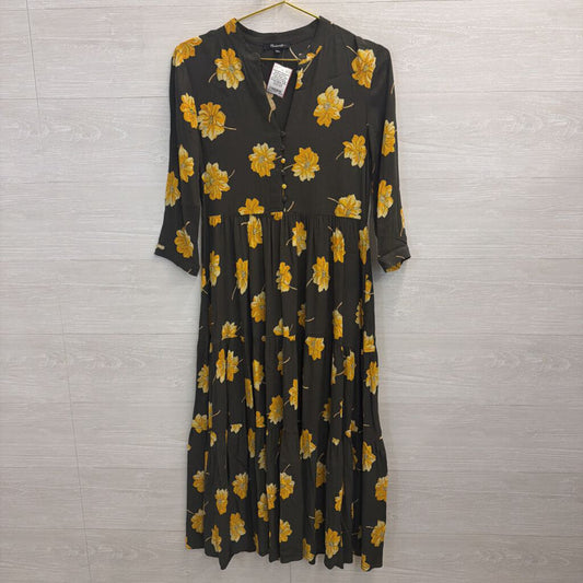 Madewell Maxi Dress Green with Yellow Flowers Extra Extra Small