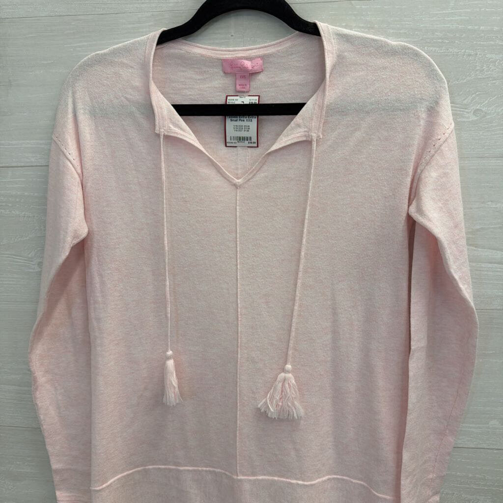 Lilly Pulitzer Pink Sweater Top with Tassels Extra Extra Small