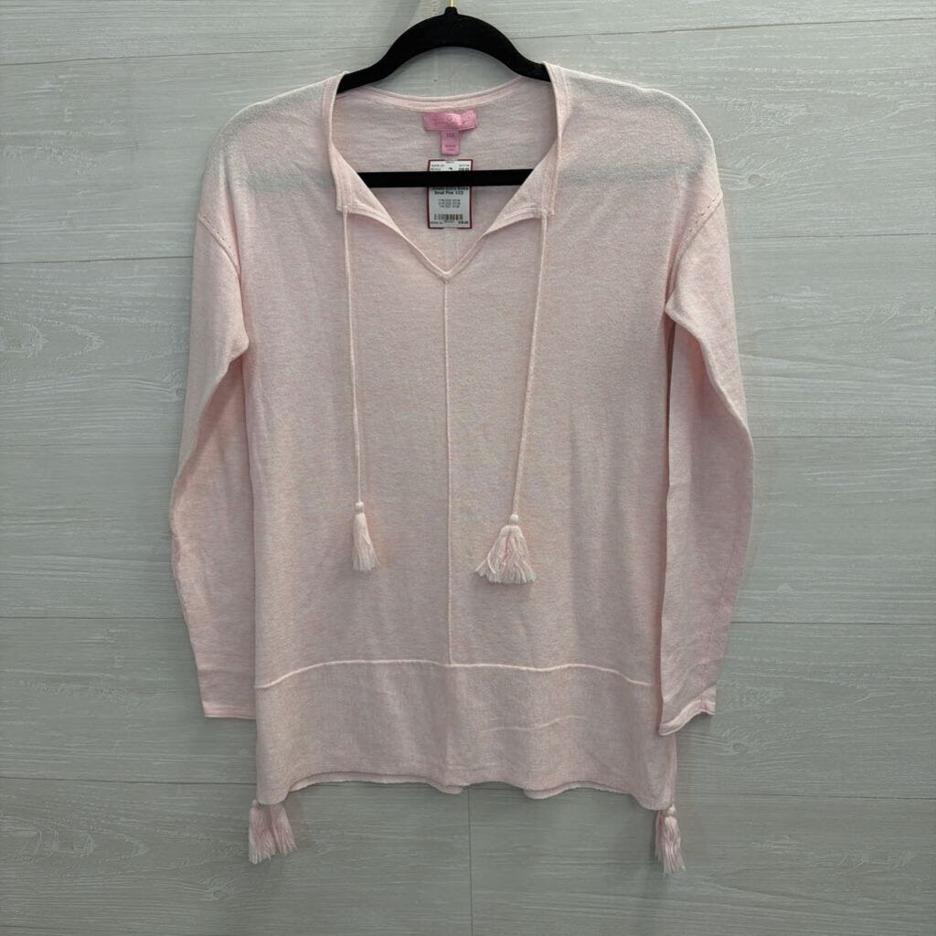 Lilly Pulitzer Pink Sweater Top with Tassels Extra Extra Small