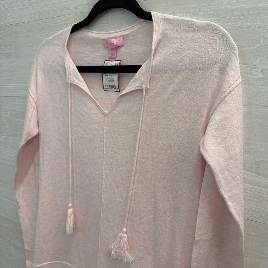 Lilly Pulitzer Pink Sweater Top with Tassels Extra Extra Small