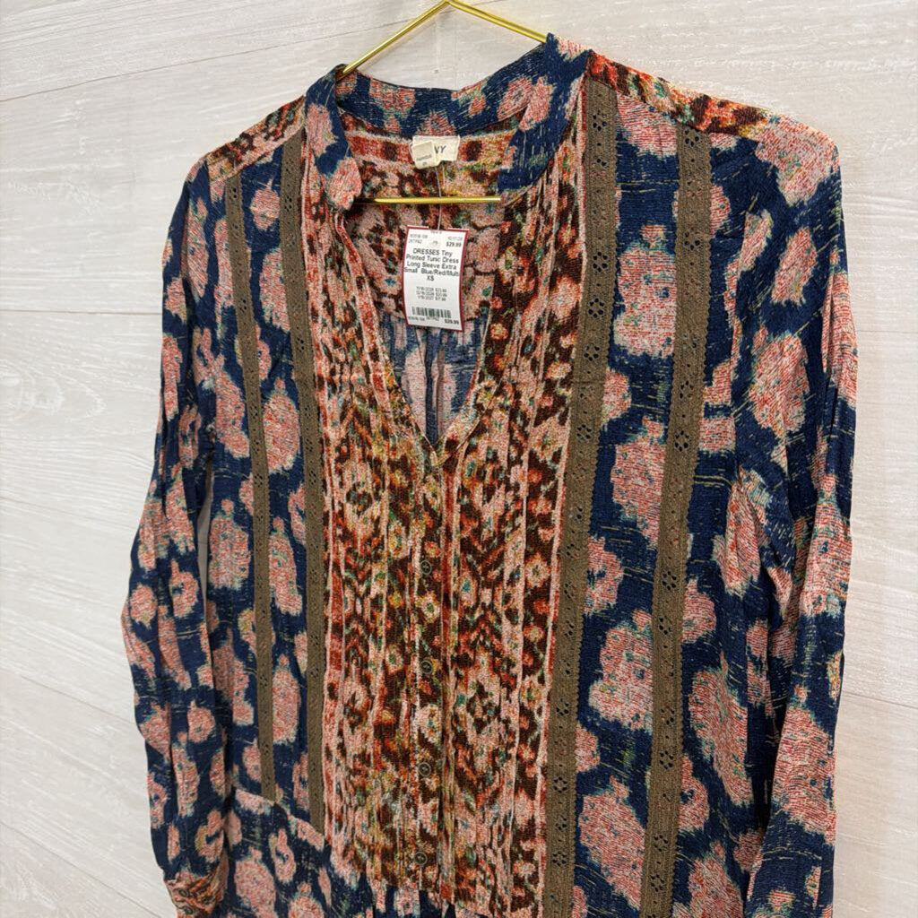 Printed Tunic Dress Long Sleeve Extra Small