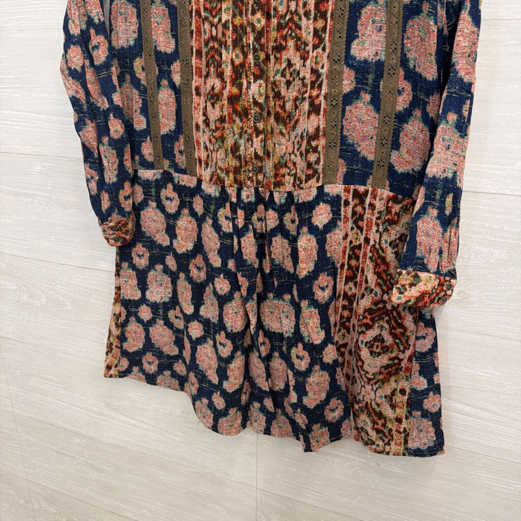 Printed Tunic Dress Long Sleeve Extra Small