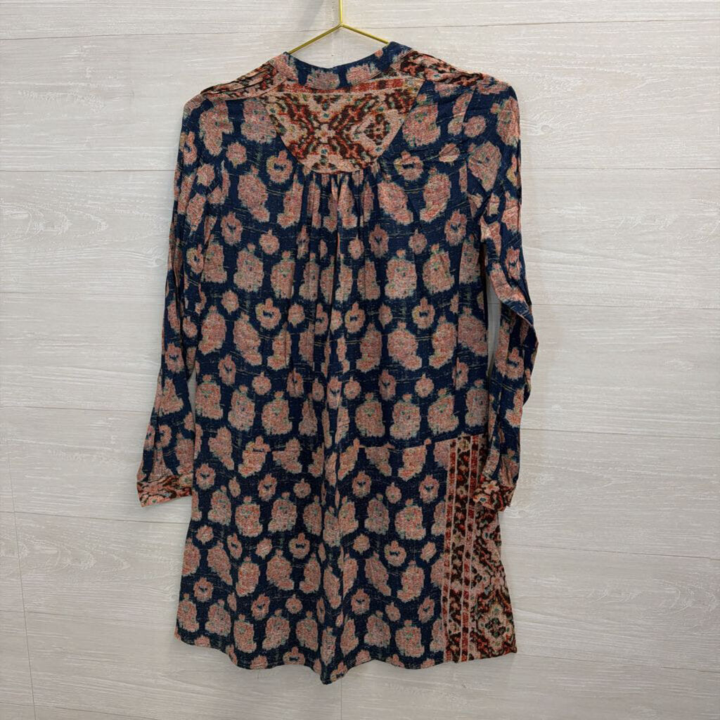 Printed Tunic Dress Long Sleeve Extra Small