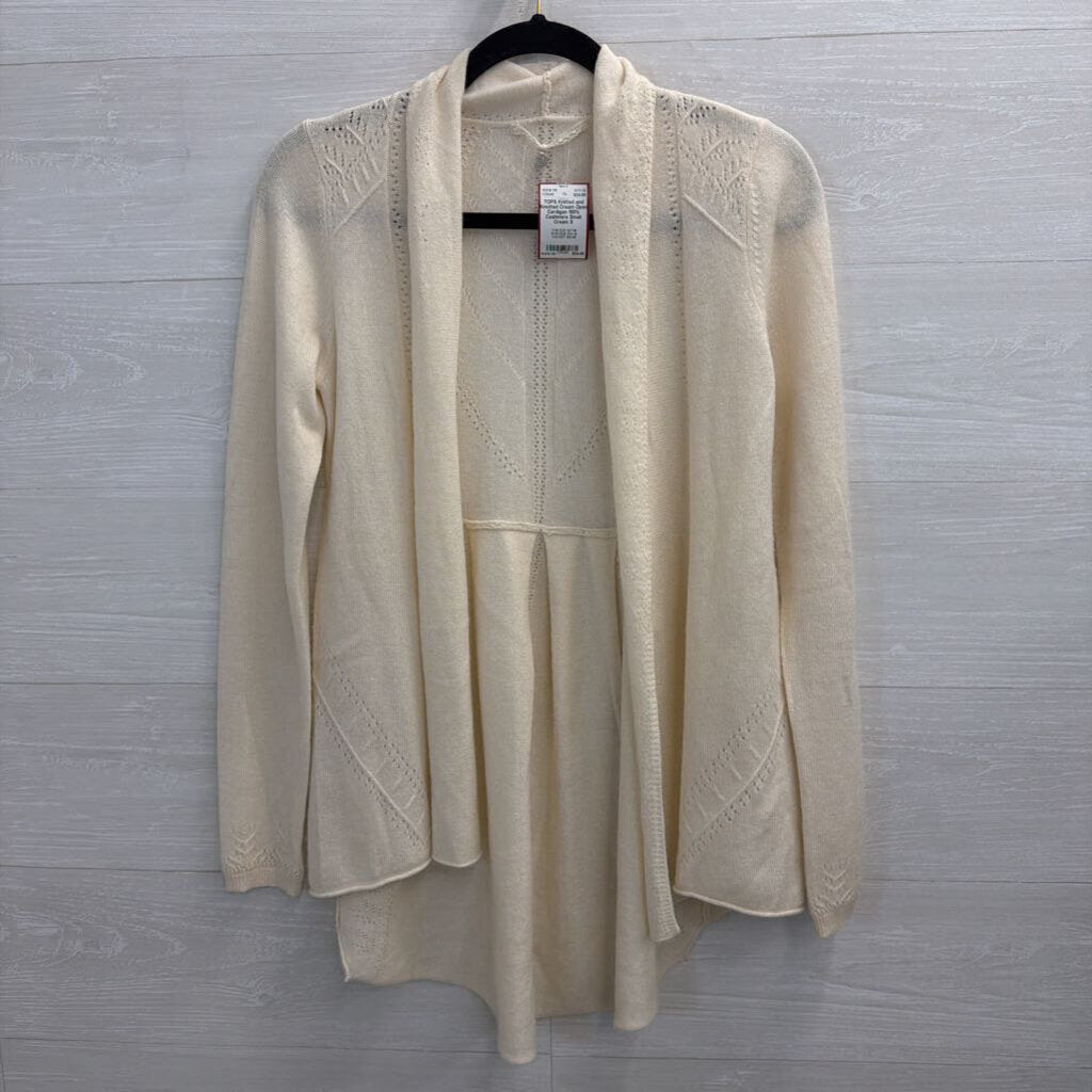 Cream Open Cardigan 100% Cashmere Small