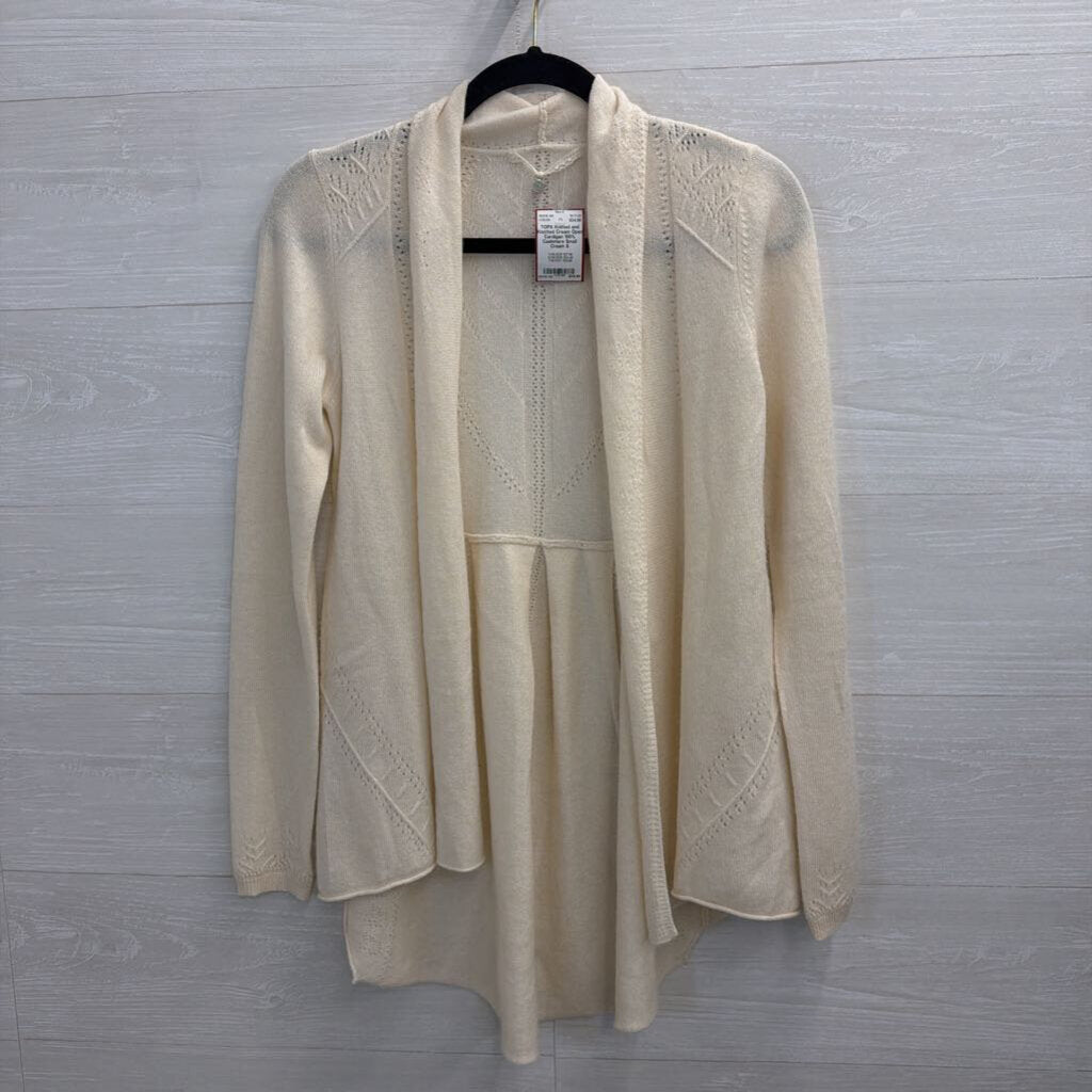 Cream Open Cardigan 100% Cashmere Small