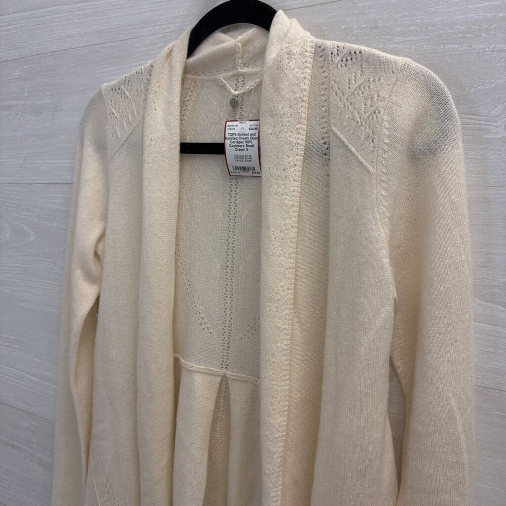 Cream Open Cardigan 100% Cashmere Small