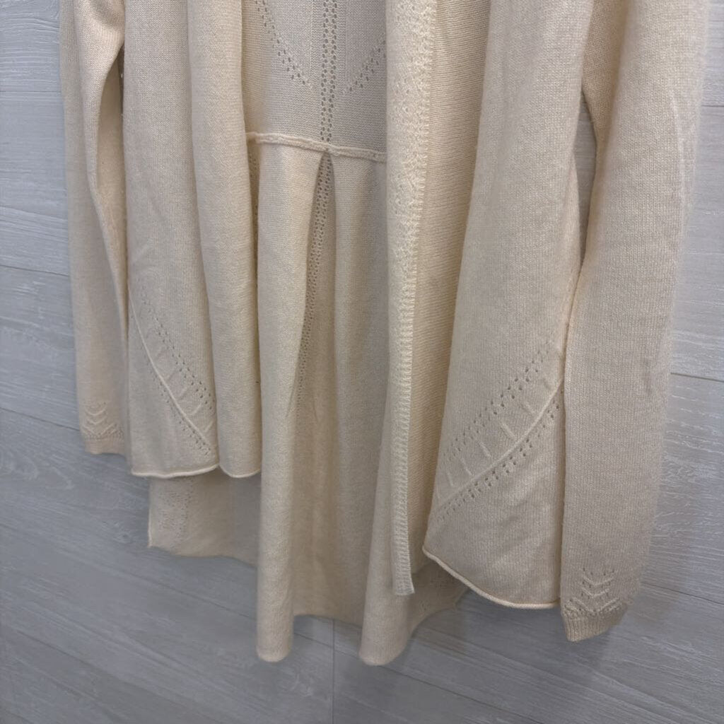 Cream Open Cardigan 100% Cashmere Small