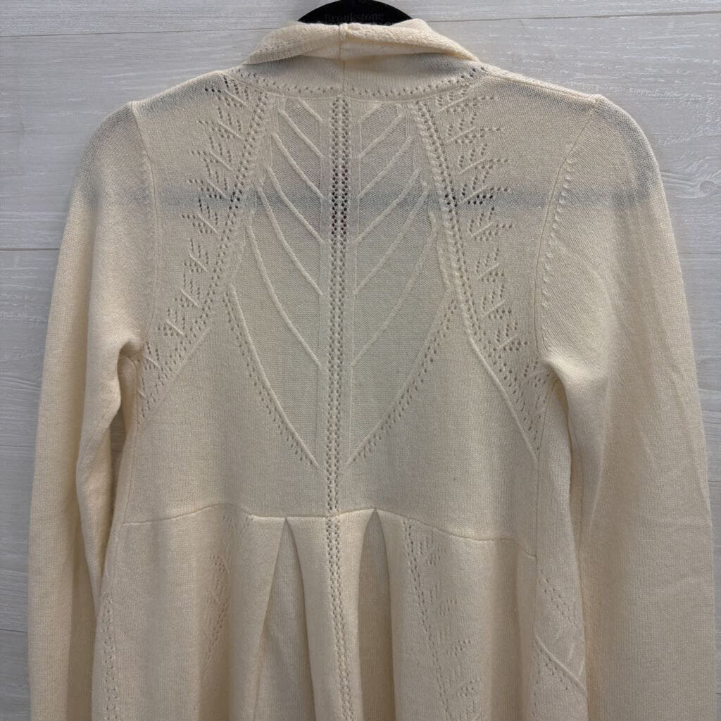 Cream Open Cardigan 100% Cashmere Small