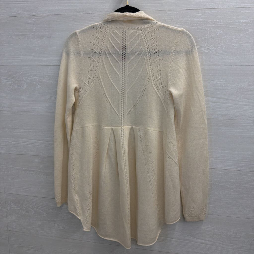 Cream Open Cardigan 100% Cashmere Small