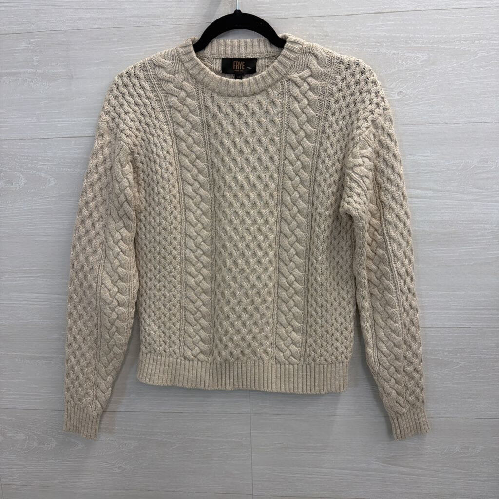 Frye Oatmeal Cable Knit Sweater Crewneck Extra Small