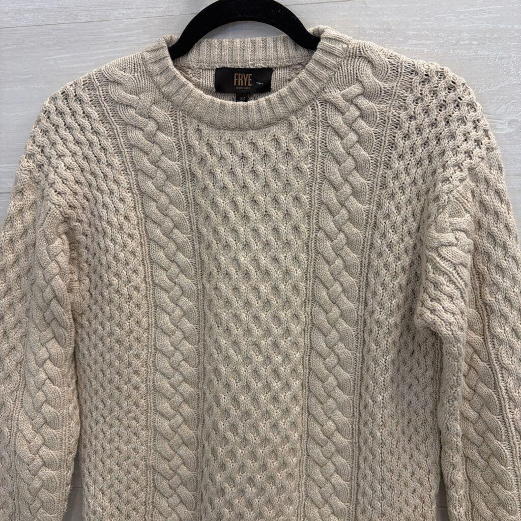 Frye Oatmeal Cable Knit Sweater Crewneck Extra Small