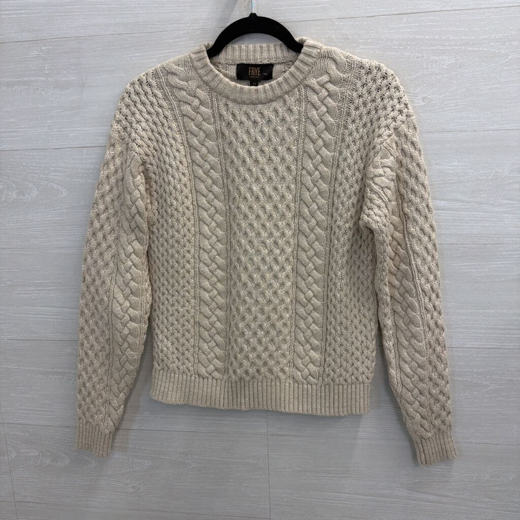 Frye Oatmeal Cable Knit Sweater Crewneck Extra Small