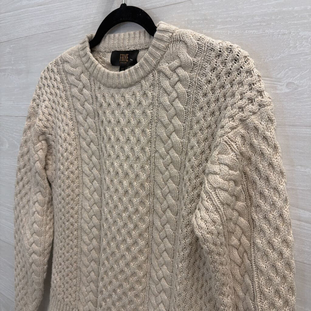 Frye Oatmeal Cable Knit Sweater Crewneck Extra Small