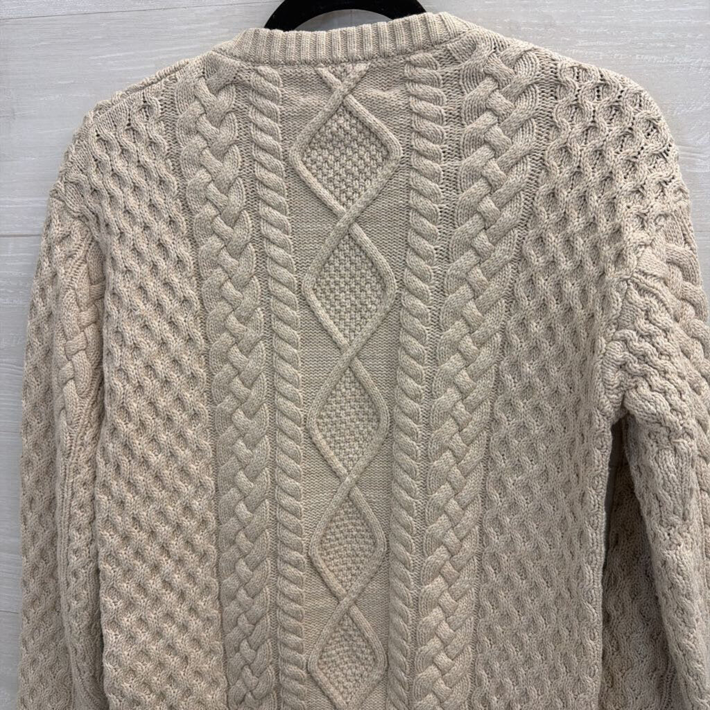 Frye Oatmeal Cable Knit Sweater Crewneck Extra Small