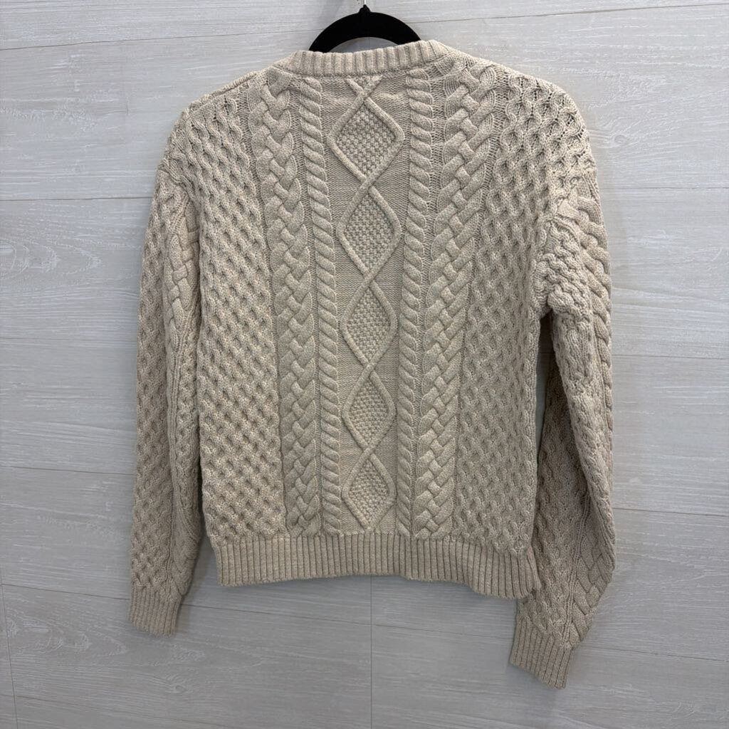 Frye Oatmeal Cable Knit Sweater Crewneck Extra Small