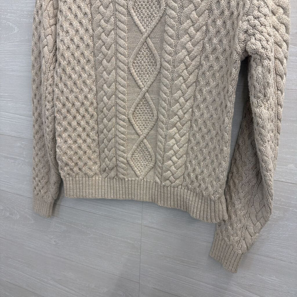 Frye Oatmeal Cable Knit Sweater Crewneck Extra Small
