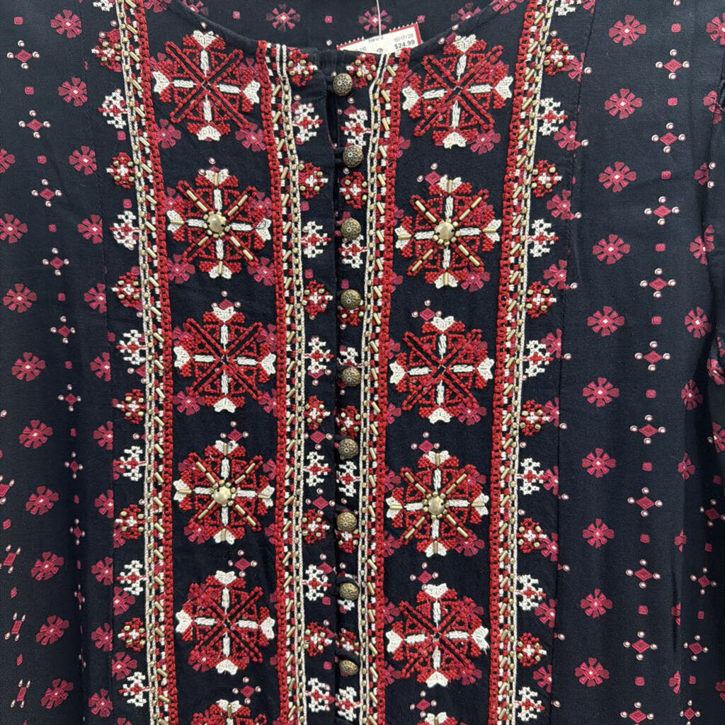 Vanessa Virginia Embroidered Peplum Blouse Small