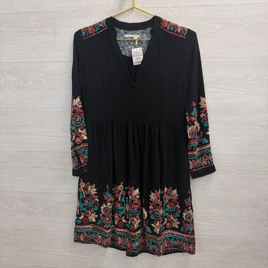 Floreat Black Embroidered Tunic Dress Extra Small