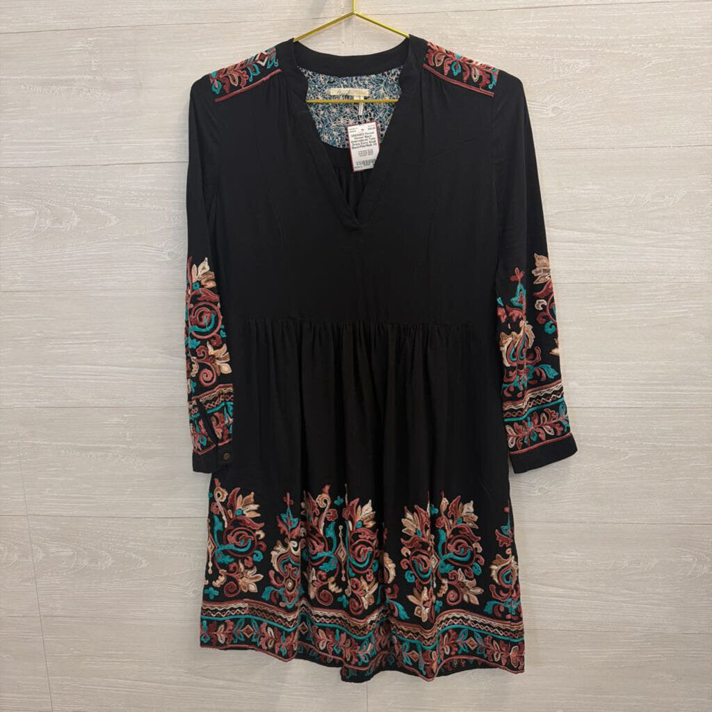 Floreat Black Embroidered Tunic Dress Extra Small