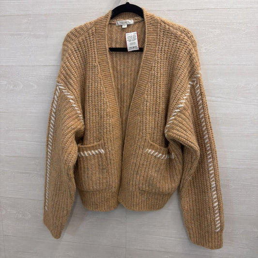 Flat White Camel Contrast Stitch Sweater Cardigan ONE