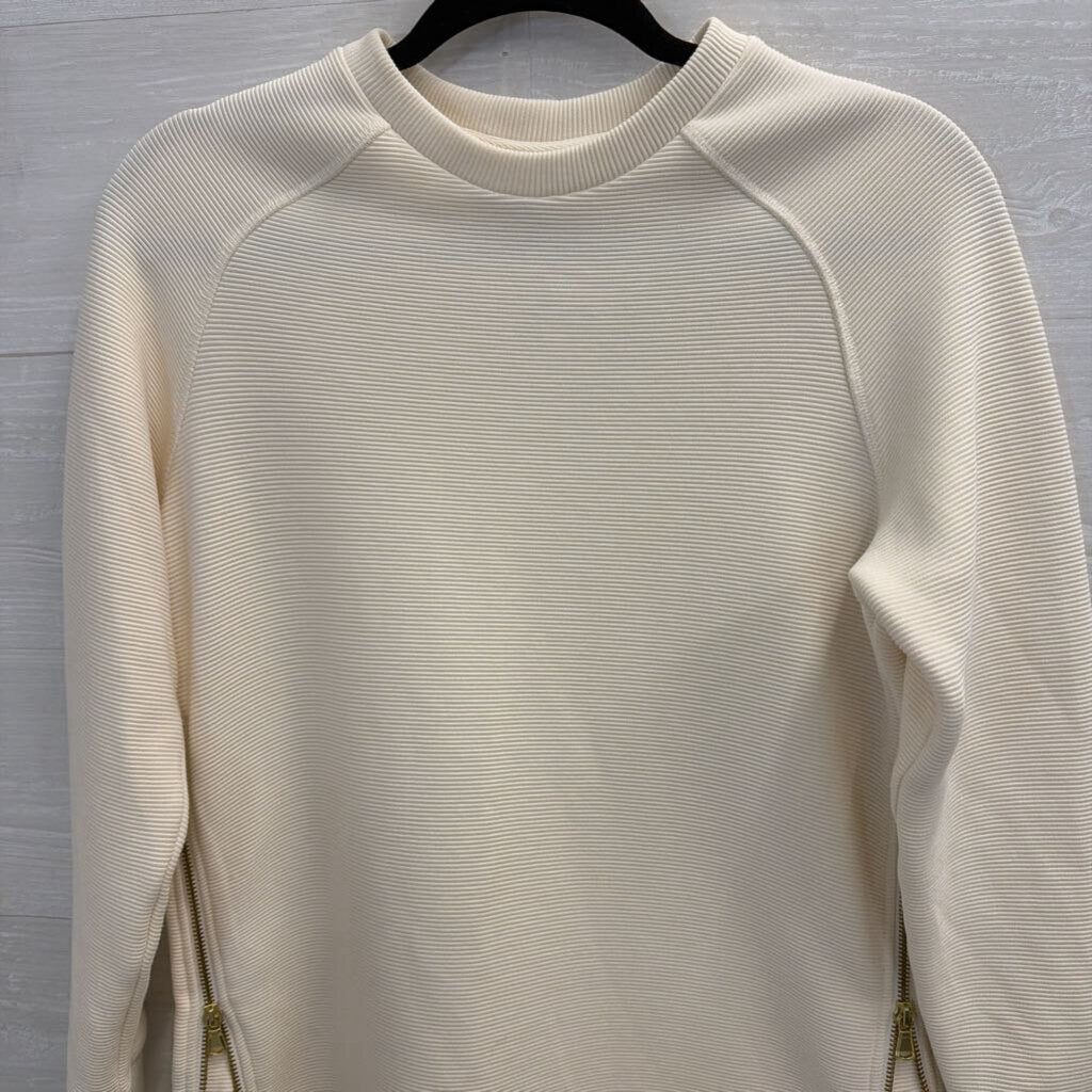 Varley Ivory Ribbed Side Zip Pullover Small