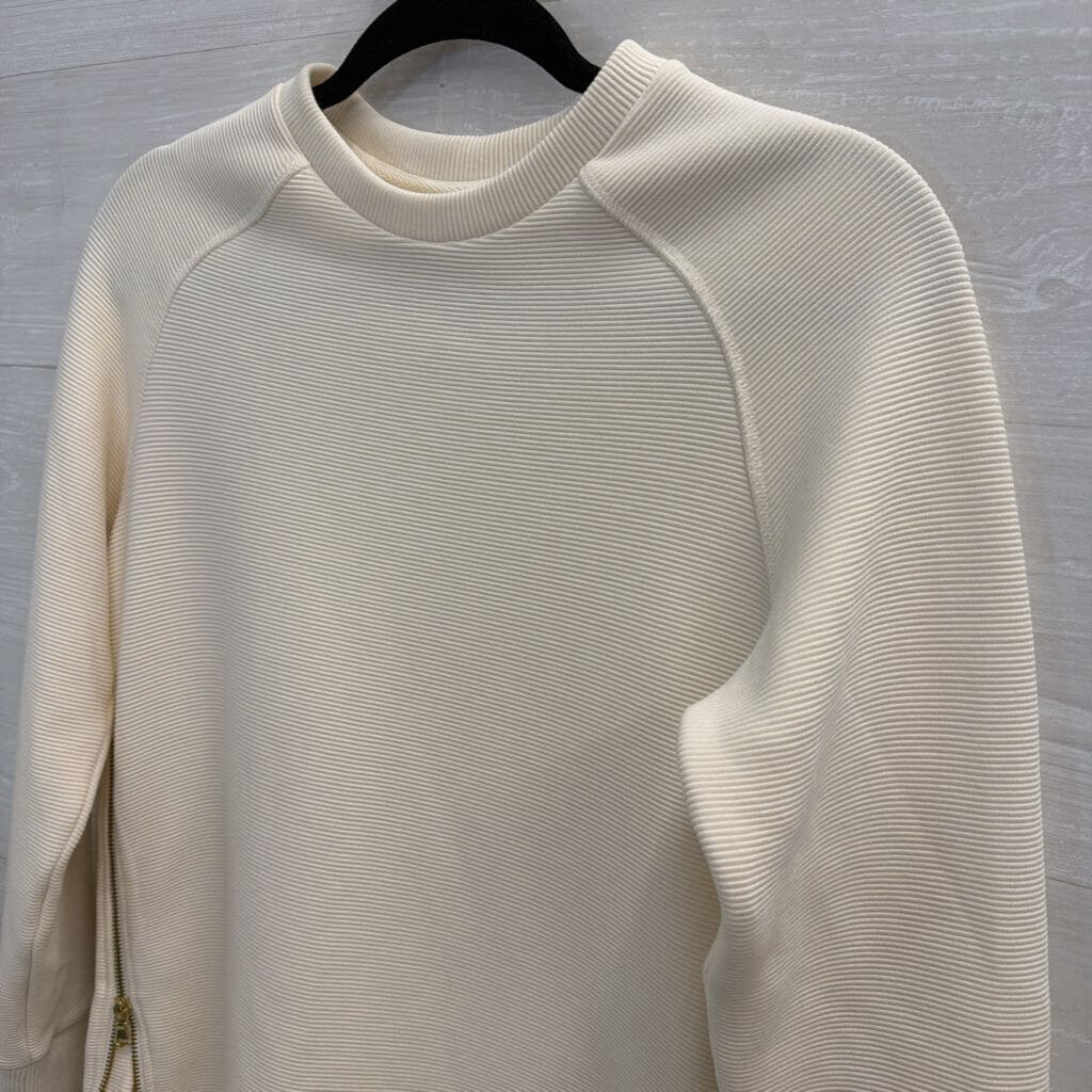Varley Ivory Ribbed Side Zip Pullover Small