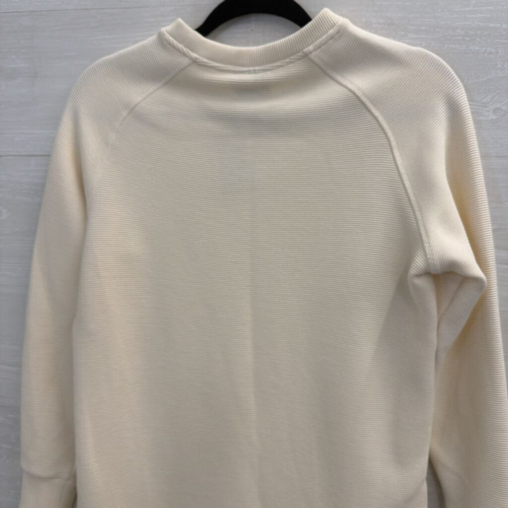 Varley Ivory Ribbed Side Zip Pullover Small