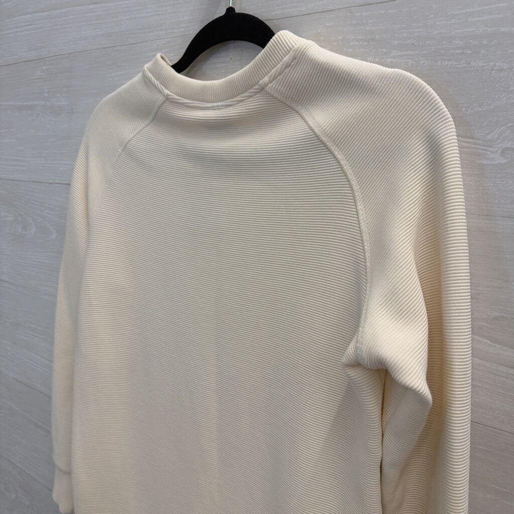 Varley Ivory Ribbed Side Zip Pullover Small